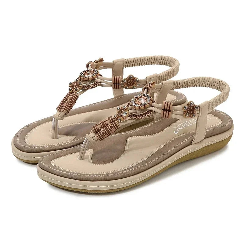 2025 Summer Women Sandals Flat Casual Shoes Bead Slip On Sexy Flip-Flop Ladies Shoes for Women Chaussure Femme