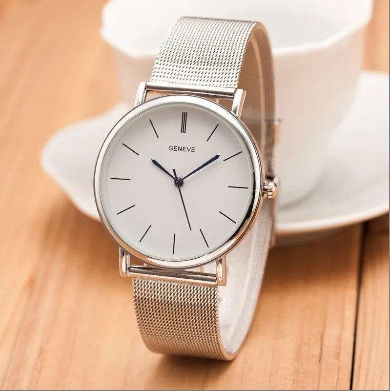 2025 New Famous Brand Silver Casual Geneva Quartz Watch Women Metal Mesh Stainless Steel Dress Watches Relogio Feminino Clock