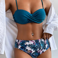 2026 Bandeau Swimsuit Women High Waist Bikini Printed Swimwear Female Padded Bathers Bathing Swimming Swim Suit Beachwear
