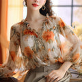 Female Tops High Quality With Puffy Sleeves Chiffon Women's Shirt and Blouse Fine Elegant Beautiful In Promotions Xl M Youthful