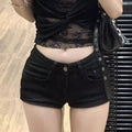 Low Waist Slim Fit Denim Super Short Pants Women's Elastic Butt Lifting Sexy Black Hot Pants Casual Style Standard Version