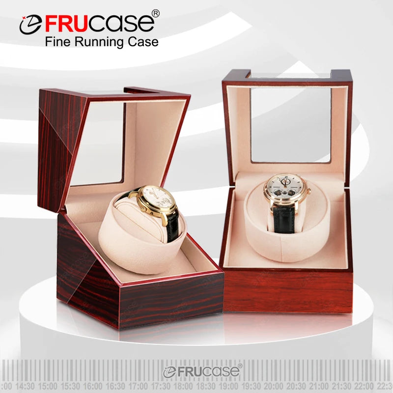 FRUCASE Wooden Watch Winder for Automatic Watches Watch Box Use USB Cable / with Battery Option