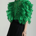 High street Women Ruffles Crop tops Solid color 2025 New Sexy Hollow out Lace patchwork tank tops Club Party t-shirt INKEO 3T094