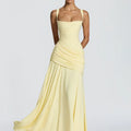 LGRQ 2026 Summer New Women's Elegant Solid Color Sleeveless Waist-Cinching Flared Strap Dress Slim Fit Party Clothing 19DA1451
