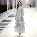 High end sense, socialite and aristocratic temperament, mesh pleated positioning, sequin long dress, niche design, formal dress,