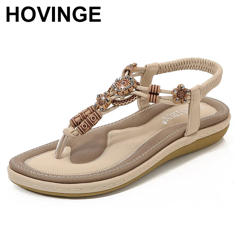 2025 Summer Women Sandals Flat Casual Shoes Bead Slip On  Sexy Flip-Flop Ladies Shoes for Women Chaussure Femme